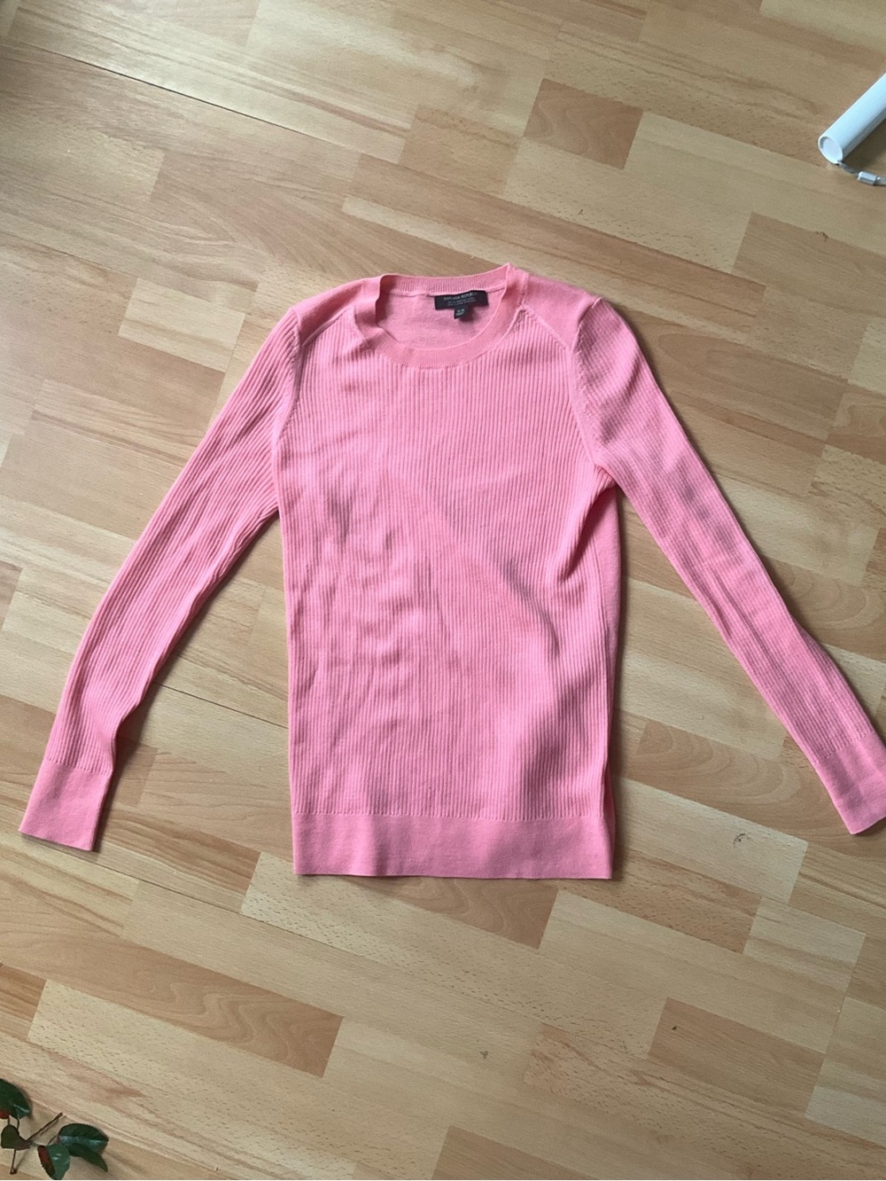 Pink 100% Merino Ribbed Long Sleeve lightweight Sweater